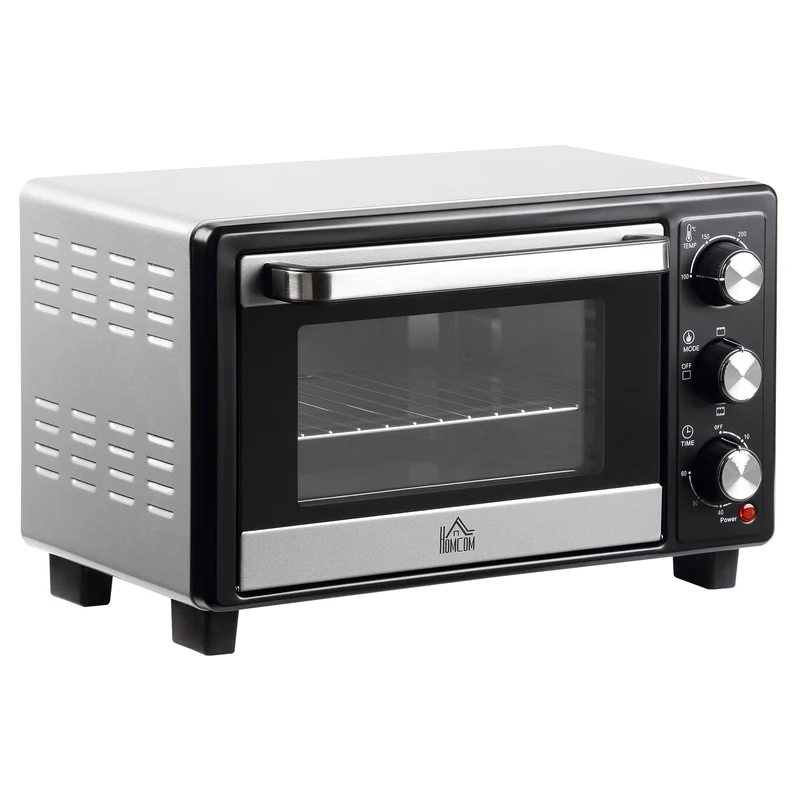 Mini Oven, 16L Countertop Electric Grill with Baking Tray and Wire Rack, 1400W, Silver