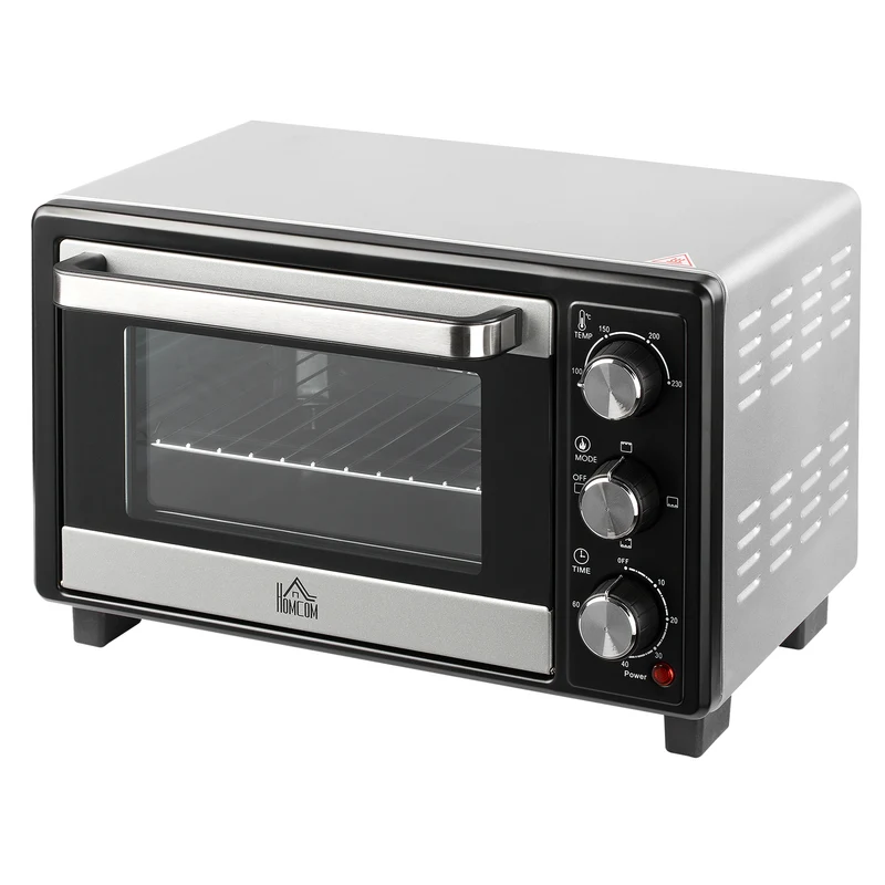 Mini Oven, 16L Countertop Electric Grill with Baking Tray and Wire Rack, 1400W, Silver