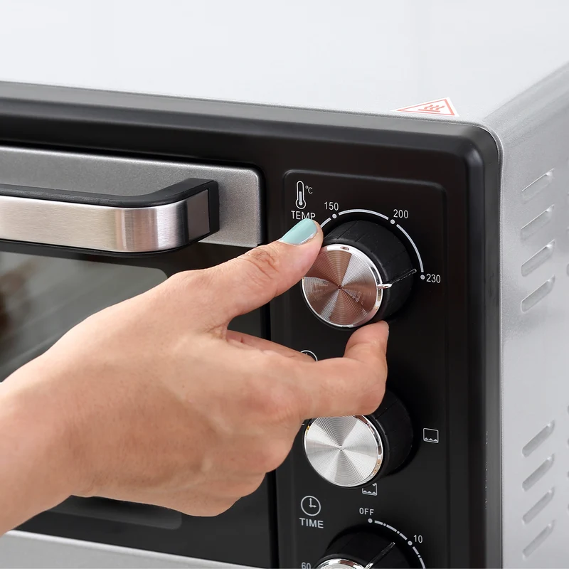 Mini Oven, 16L Countertop Electric Grill with Baking Tray and Wire Rack, 1400W, Silver