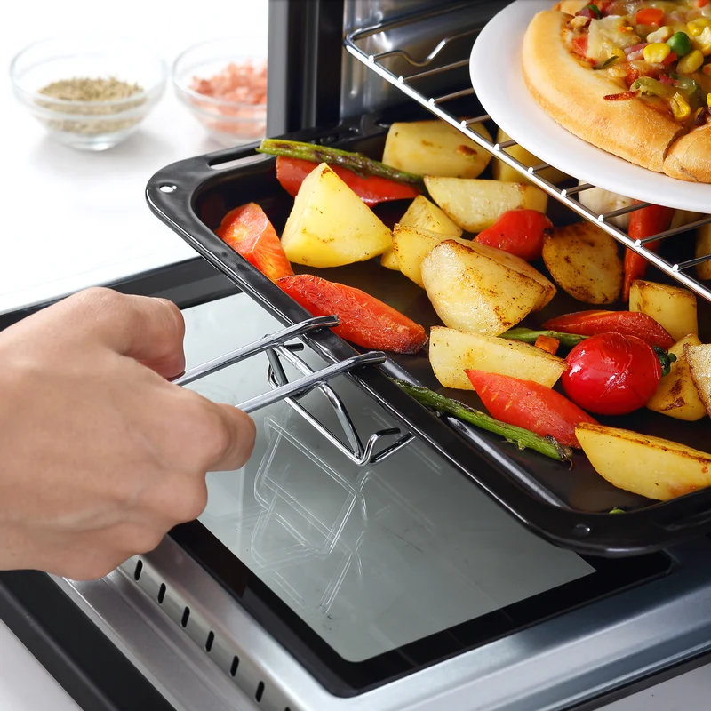 Mini Oven, 16L Countertop Electric Grill with Baking Tray and Wire Rack, 1400W, Silver