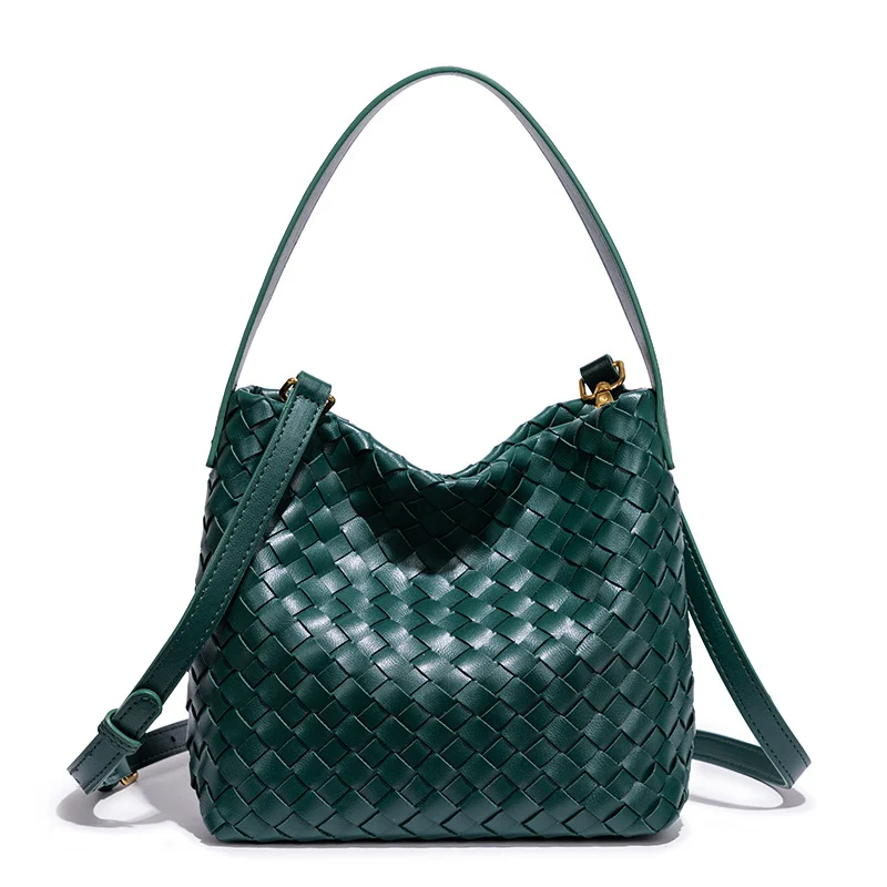 Elegante Geflochtene Leder Schultertasche Karnz