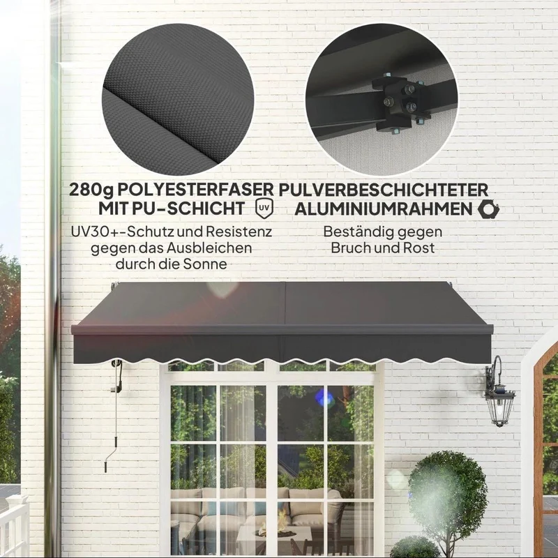 Elektrische Terrassenmarkise 296×250cm Klemmmarkise