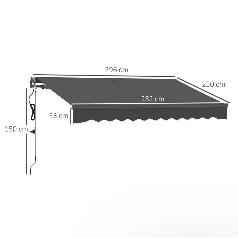 Elektrische Terrassenmarkise 296×250cm Klemmmarkise