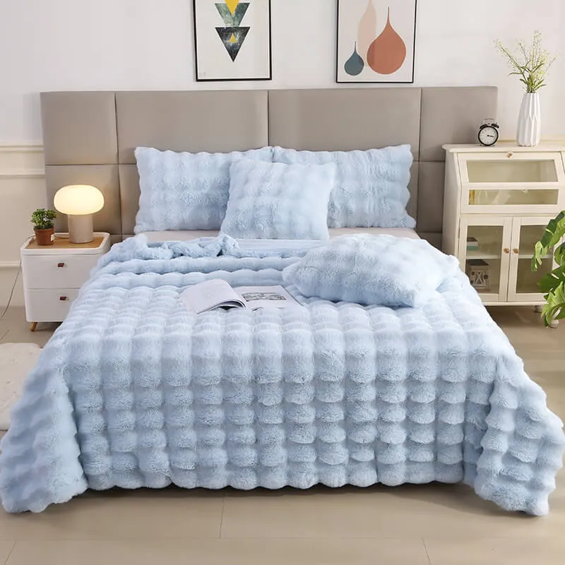 Skanto | Premium Bubble Doppellagige dicke Kunstkaninchenfell-Decke