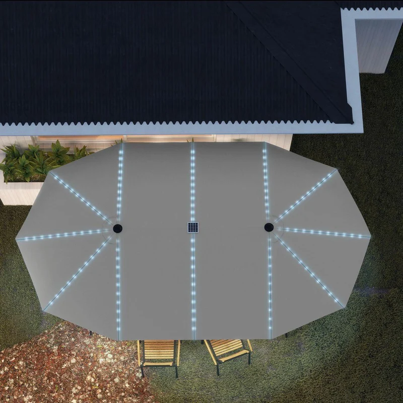 Doppelsonnenschirm Solar LED 4,5m Gartenschirm