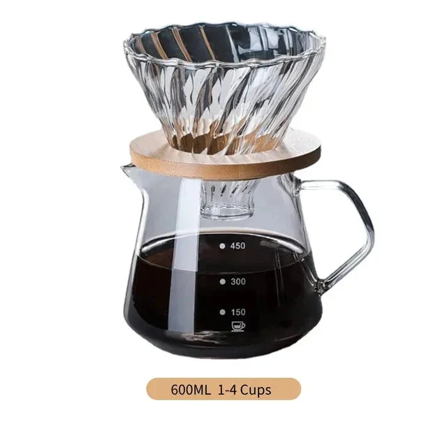 Pour Over Kaffeezubereiter Set Glas Karaffe Kaffee mit Glas Kaffeefilter | Karnz