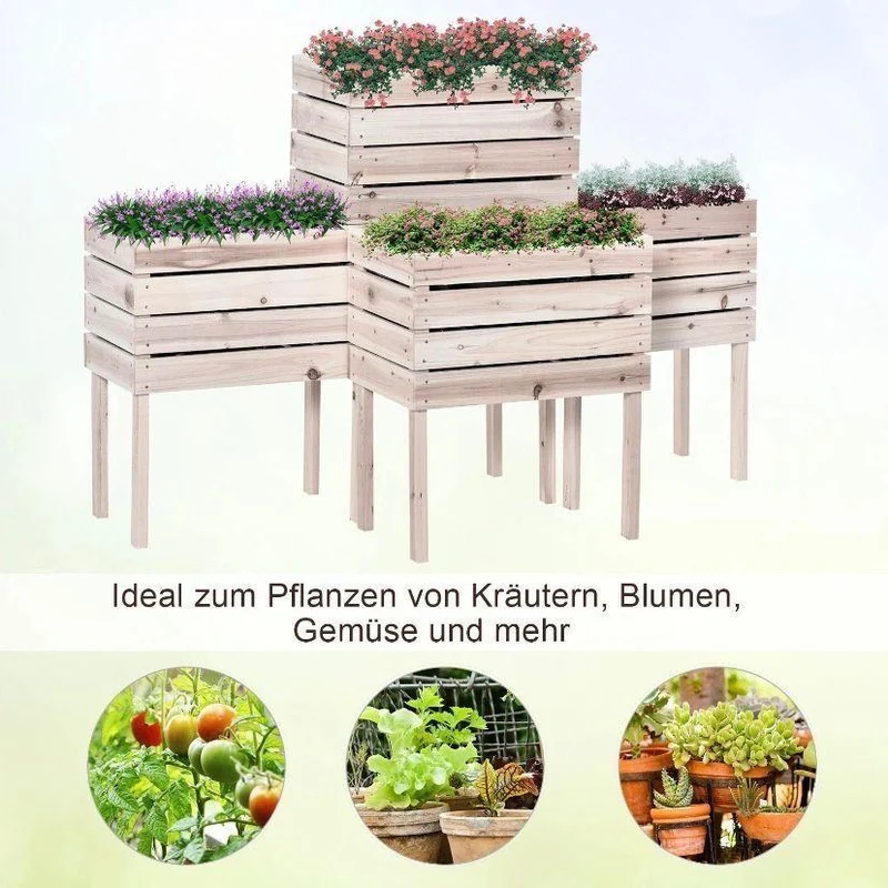 Hochbeet Set Holz Pflanzkasten Balkon Garten