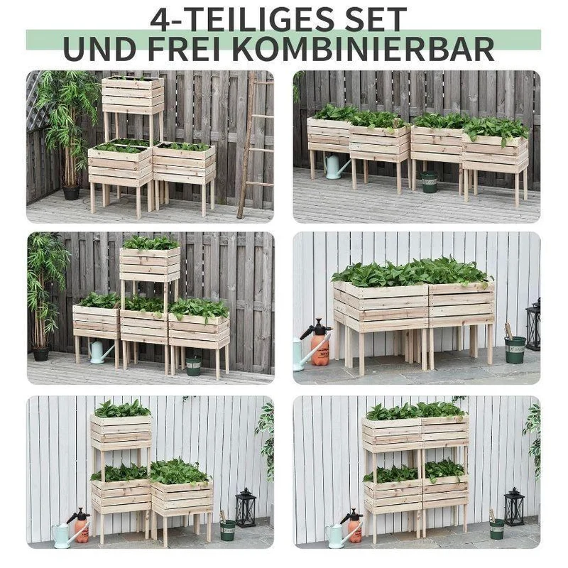 Hochbeet Set Holz Pflanzkasten Balkon Garten