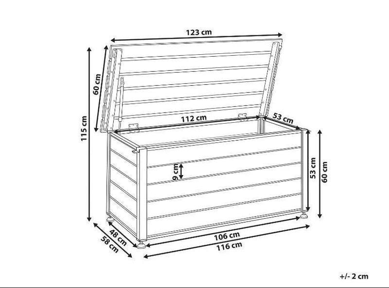 Gartentruhe Aufbewahrungsbox Gartenbox 300L Kunststoff Holzoptik
