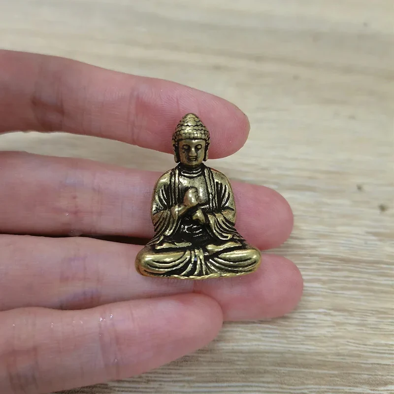 Skanto | 10-teilige Mini Messing Sitzende Buddha Statue Figur für Reisen Buddhismus Verehrung Home Office Schreibtisch Dekoration