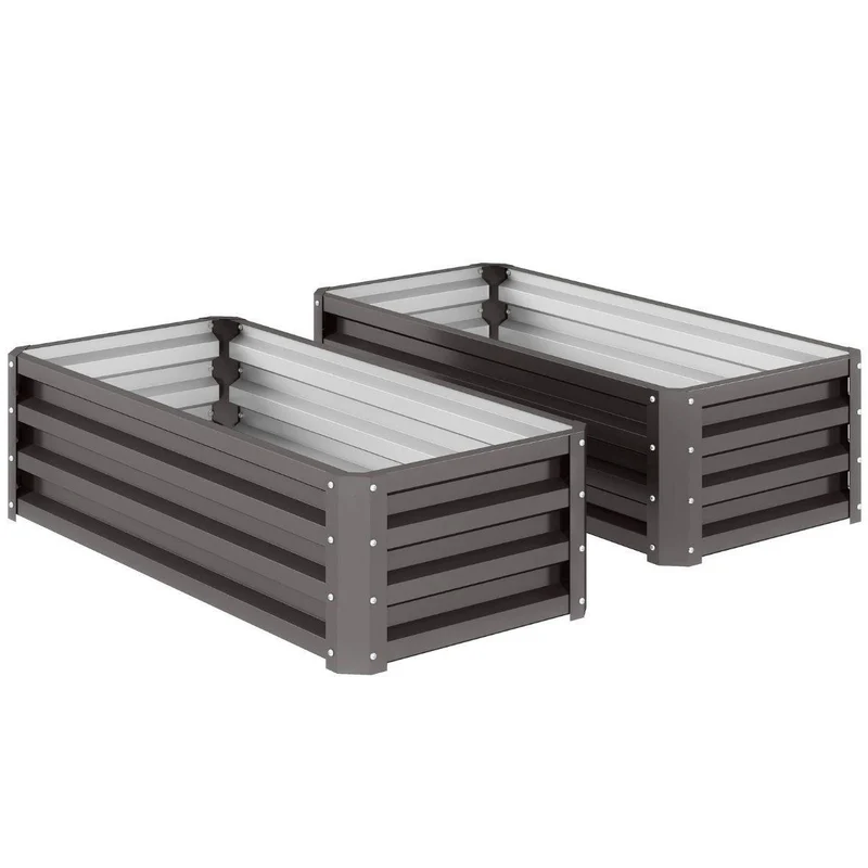 2er Set Hochbeet Metall Gartenbeet Stahl Pflanzbeet