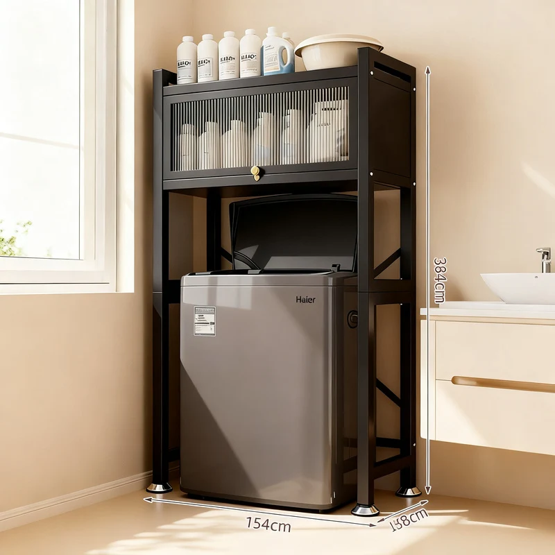 Stahlregal für Waschmaschine, 2–3 Ebenen mit Türen