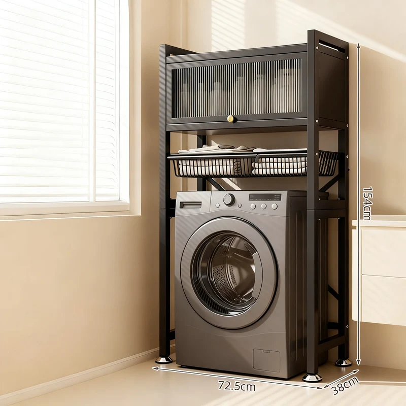 Stahlregal für Waschmaschine, 2–3 Ebenen mit Türen