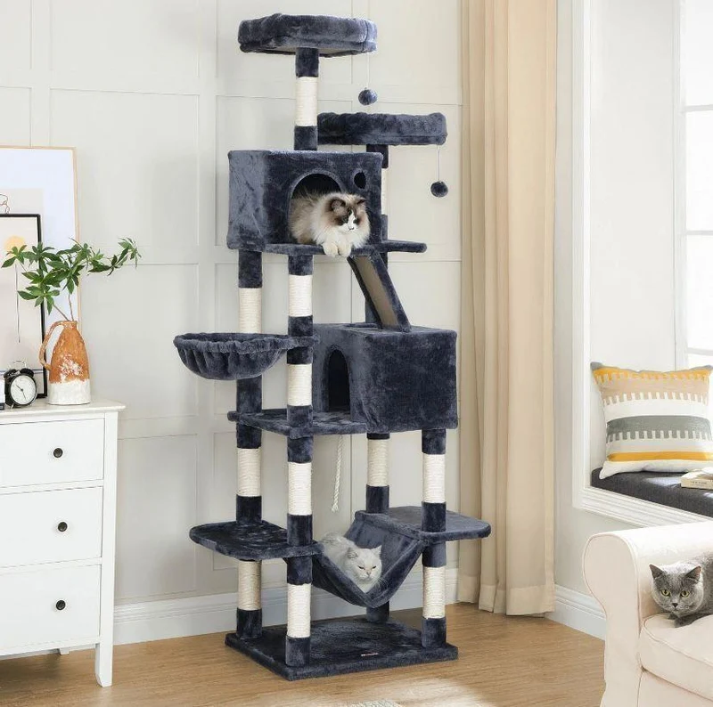 Kratzbaum XXL 206cm Katzenbaum Deckenhoch Grau