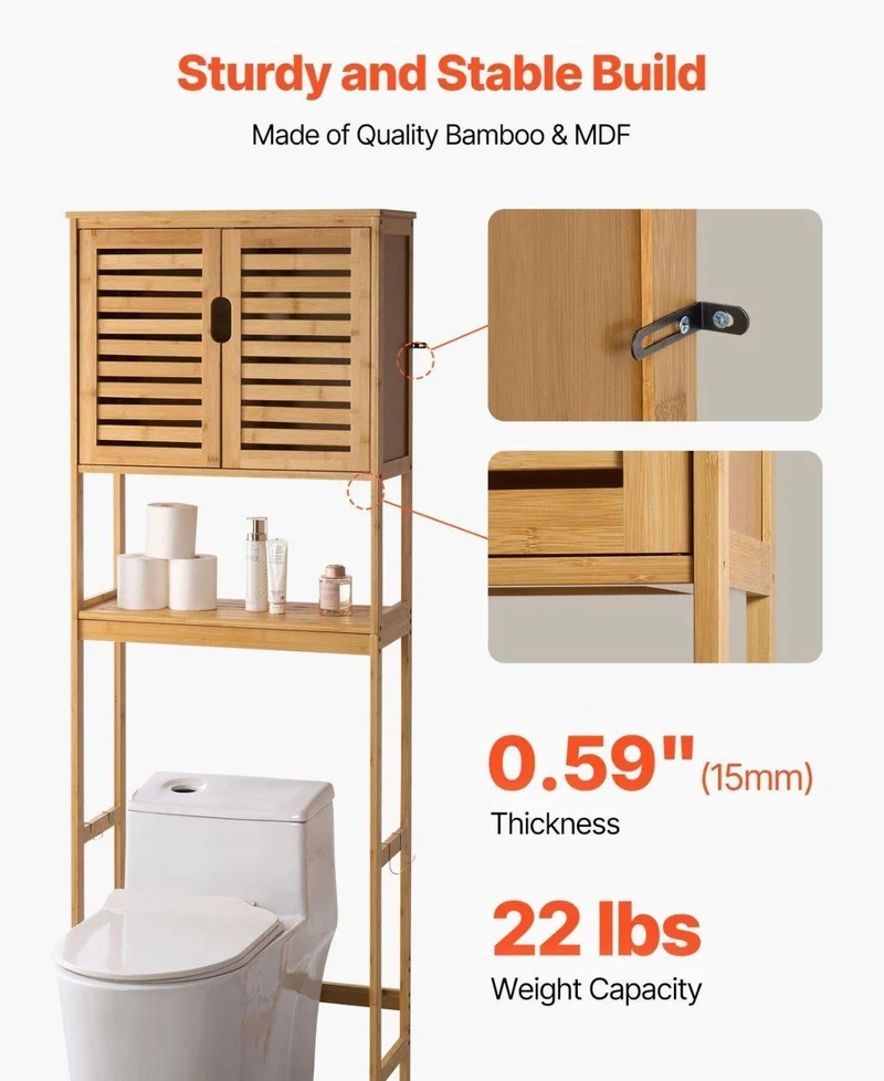 Toilettenschrank Bambus Badregal WC Regal Übertoilette