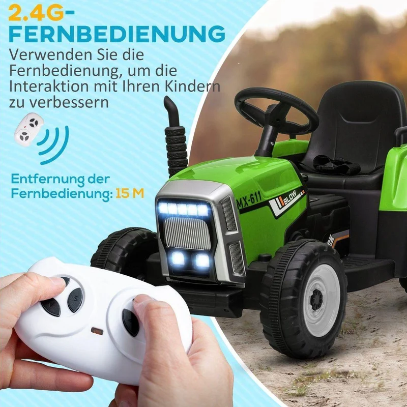 Kinder Elektro Traktor mit Anhänger 12V