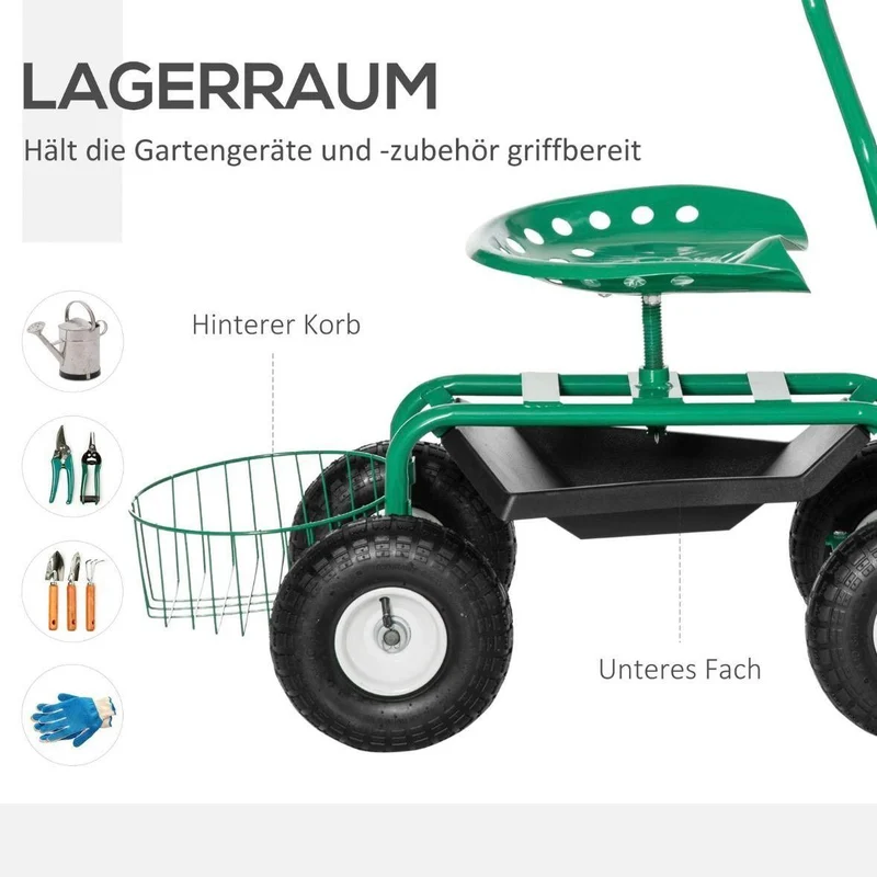 Gartenwagen mit Sitz Rollsitz Gartenarbeit