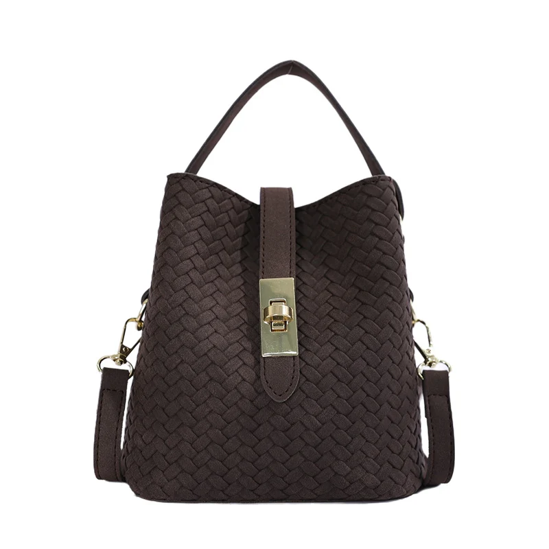 Gewebte Leder Eimer-Handtasche