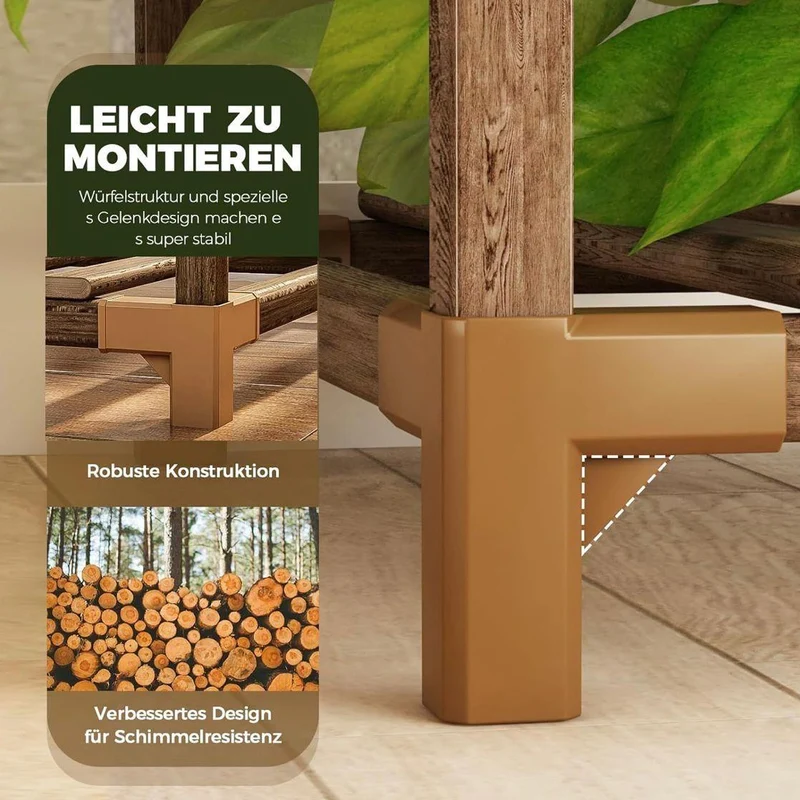 Pflanzenständer Holz 4 Ebenen Blumenregal Pflanzenregal Hängefunktion