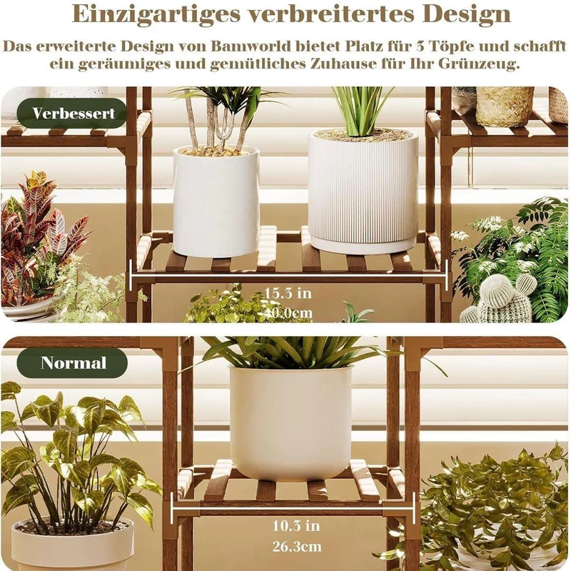 Pflanzenständer Holz 4 Ebenen Blumenregal Pflanzenregal Hängefunktion