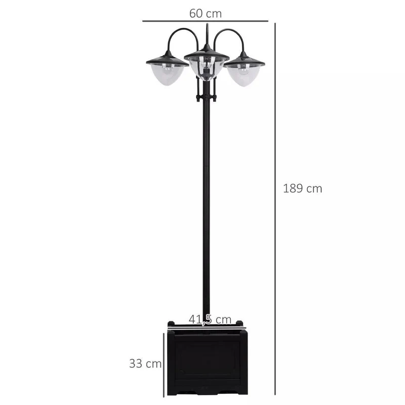 Solar Gartenleuchte 3 Lampenschirme Außenleuchte 189cm