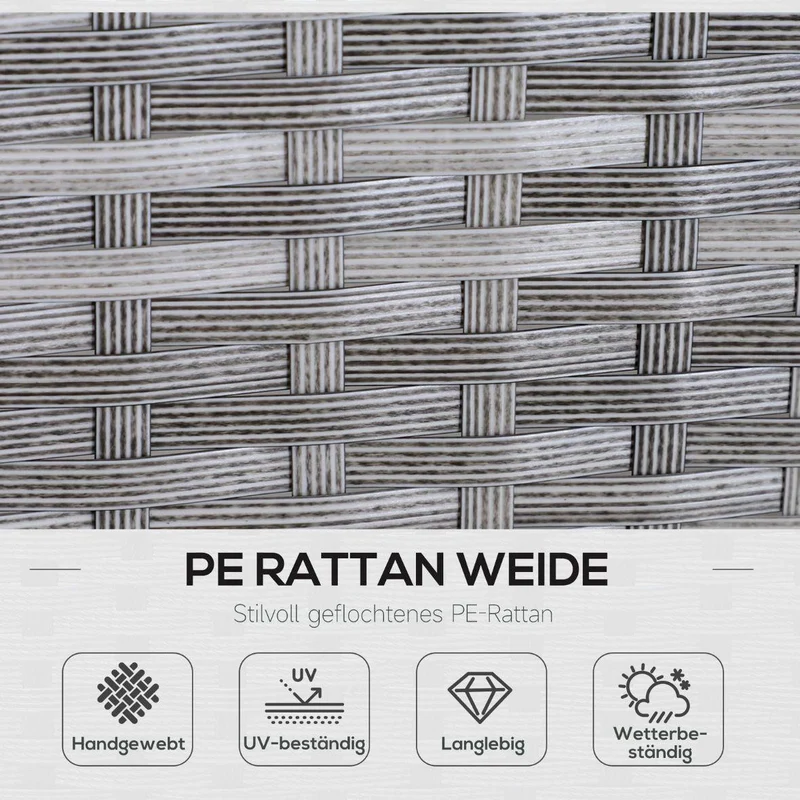 5tlg Polyrattan Gartenmöbel Set Lounge Tisch Hocker