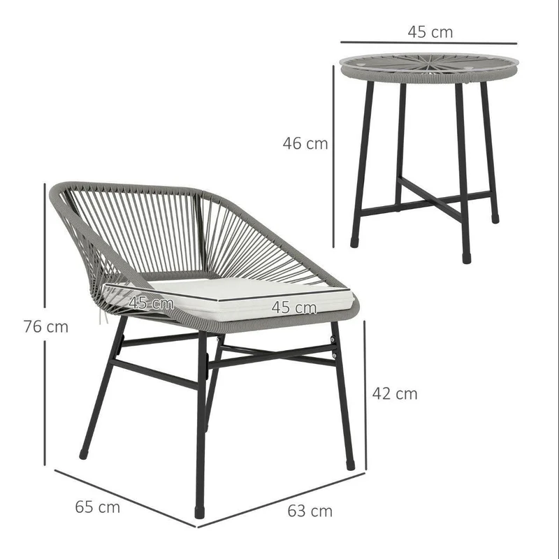 3tlg Polyrattan Balkonmöbel Set Tisch Stühle