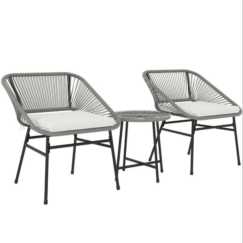3tlg Polyrattan Balkonmöbel Set Tisch Stühle