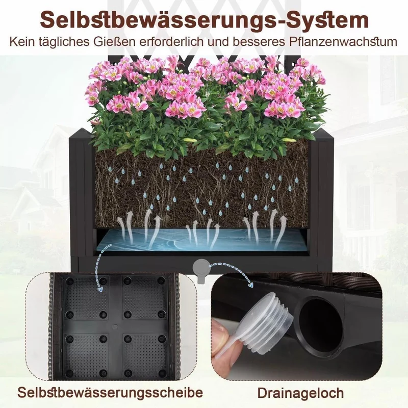 Hochbeet mit Spalier Selbstbewässerung Pflanzkasten