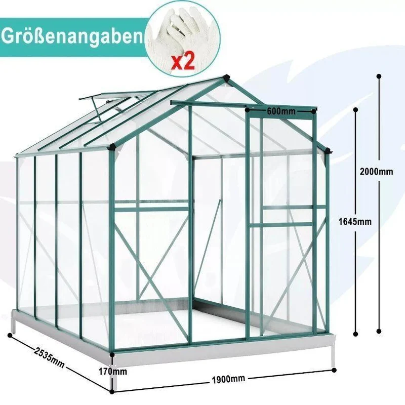Aluminium Gewächshaus Gartenhaus Polycarbonat Garten