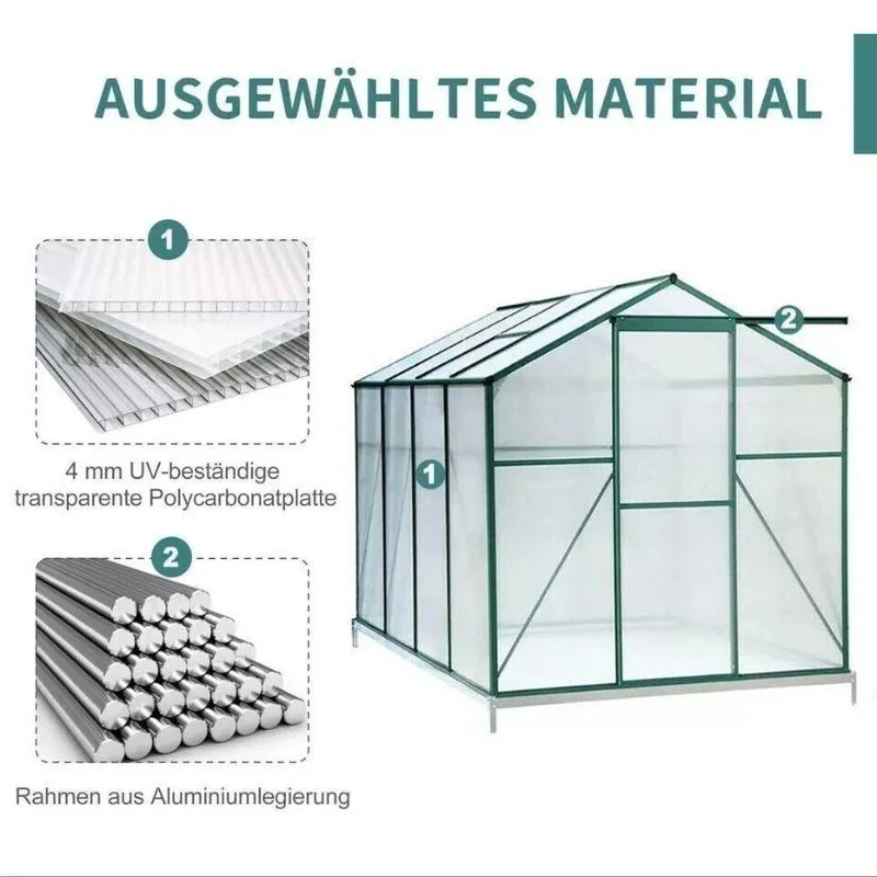 Aluminium Gewächshaus Gartenhaus Polycarbonat Garten