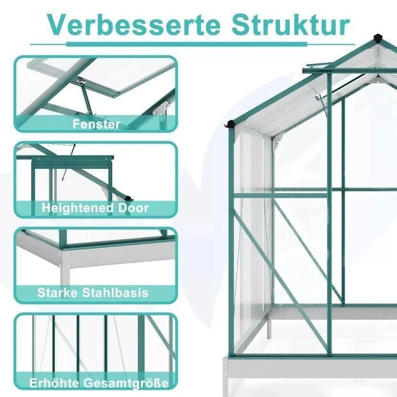 Aluminium Gewächshaus Gartenhaus Polycarbonat Garten