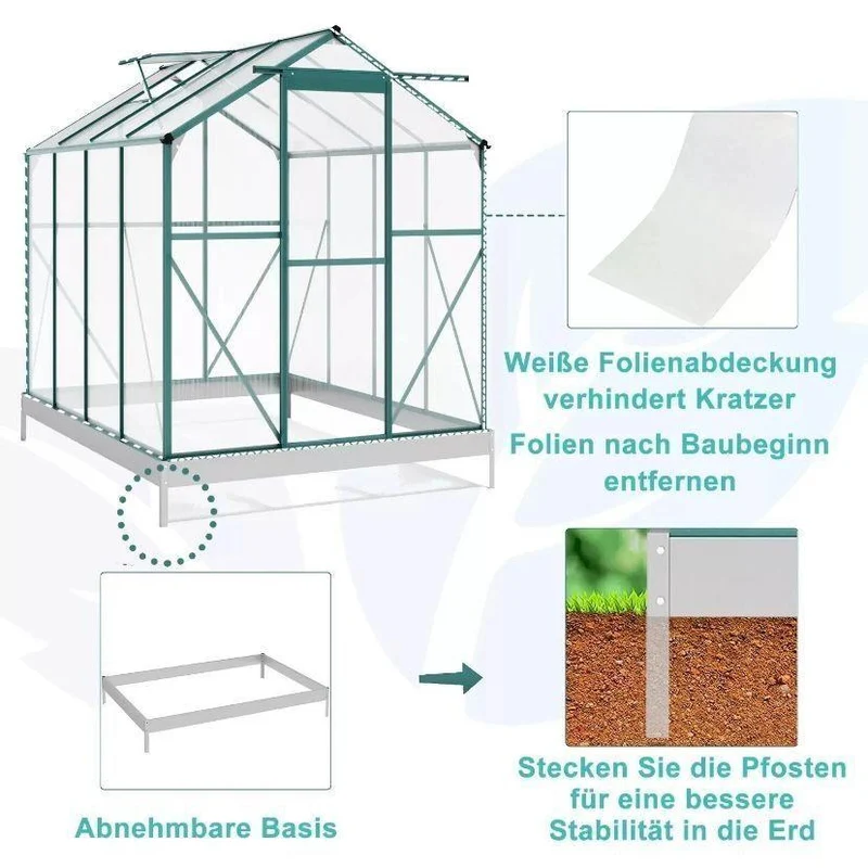 Aluminium Gewächshaus Gartenhaus Polycarbonat Garten