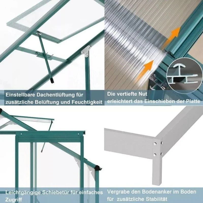 Aluminium Gewächshaus Gartenhaus Polycarbonat Garten