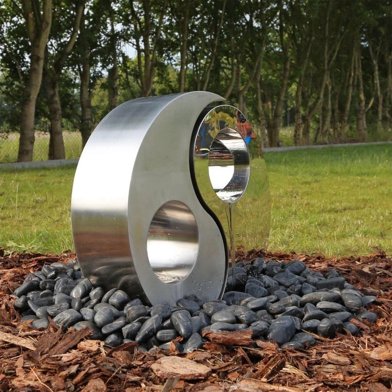 Edelstahl Springbrunnen Yin Yang Gartenbrunnen