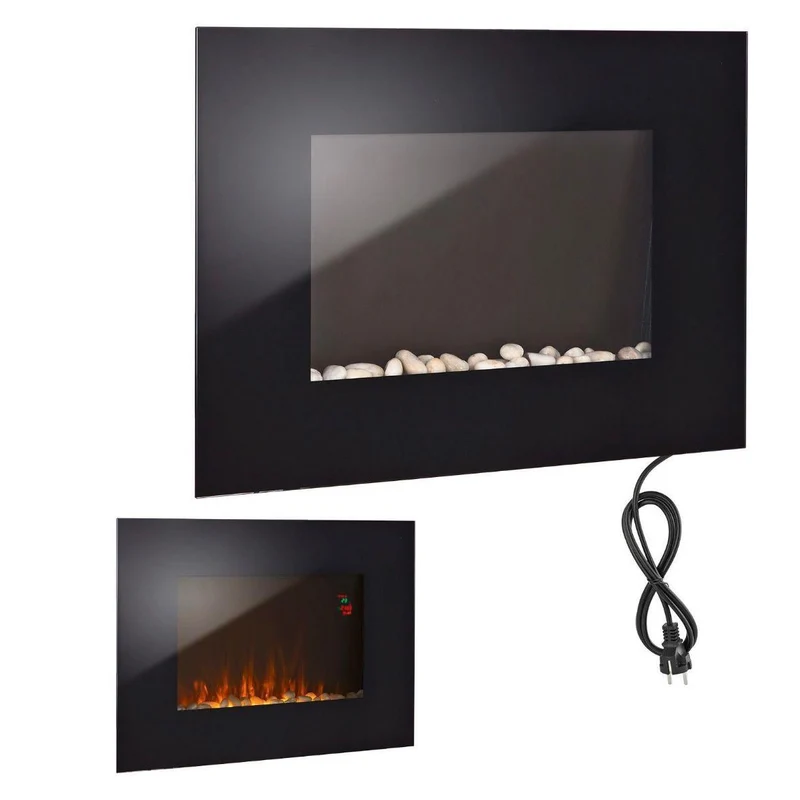 Elektro Wandkamin mit Glasfront LED Feuerillusion 1800W
