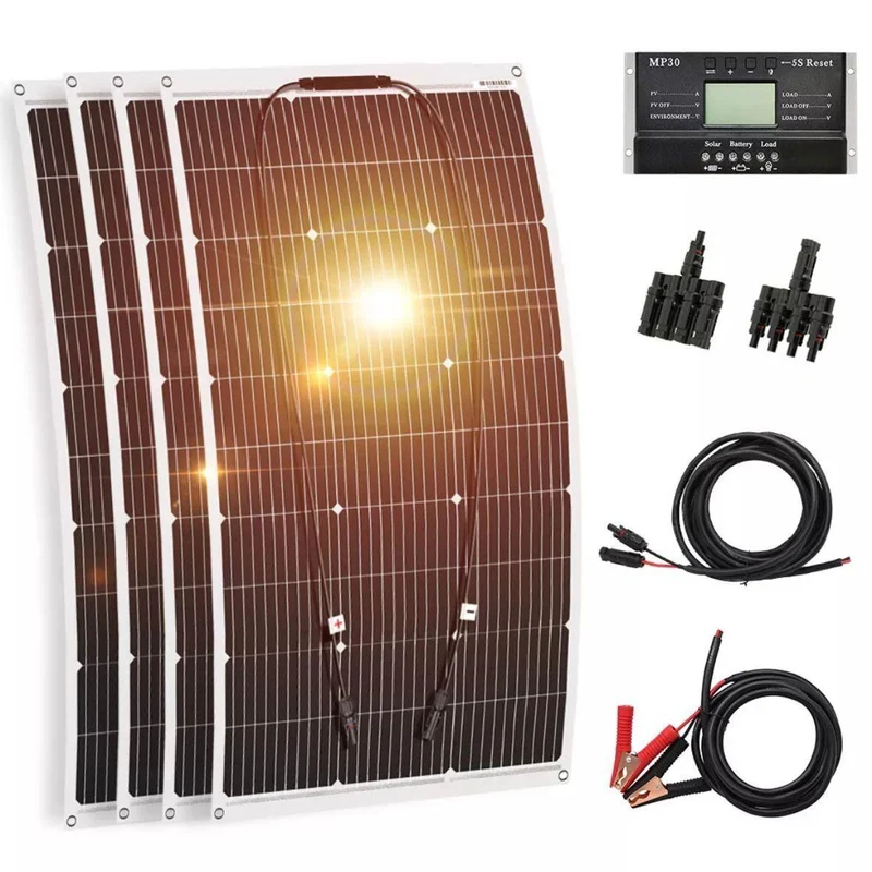 4×100W Flexibles Solarpanel Set 400W 12V ultradünn