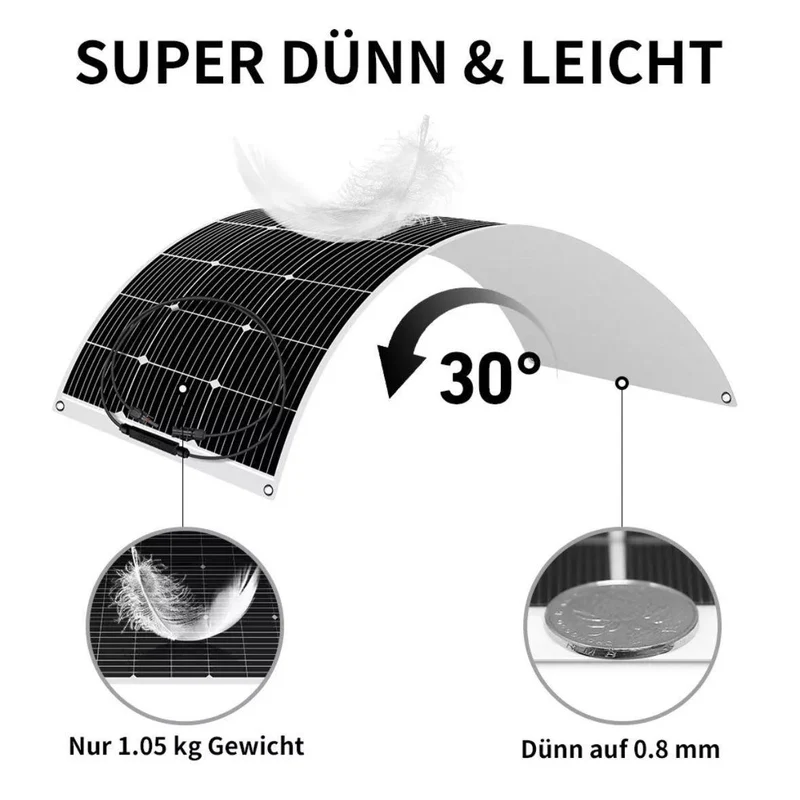 4×100W Flexibles Solarpanel Set 400W 12V ultradünn