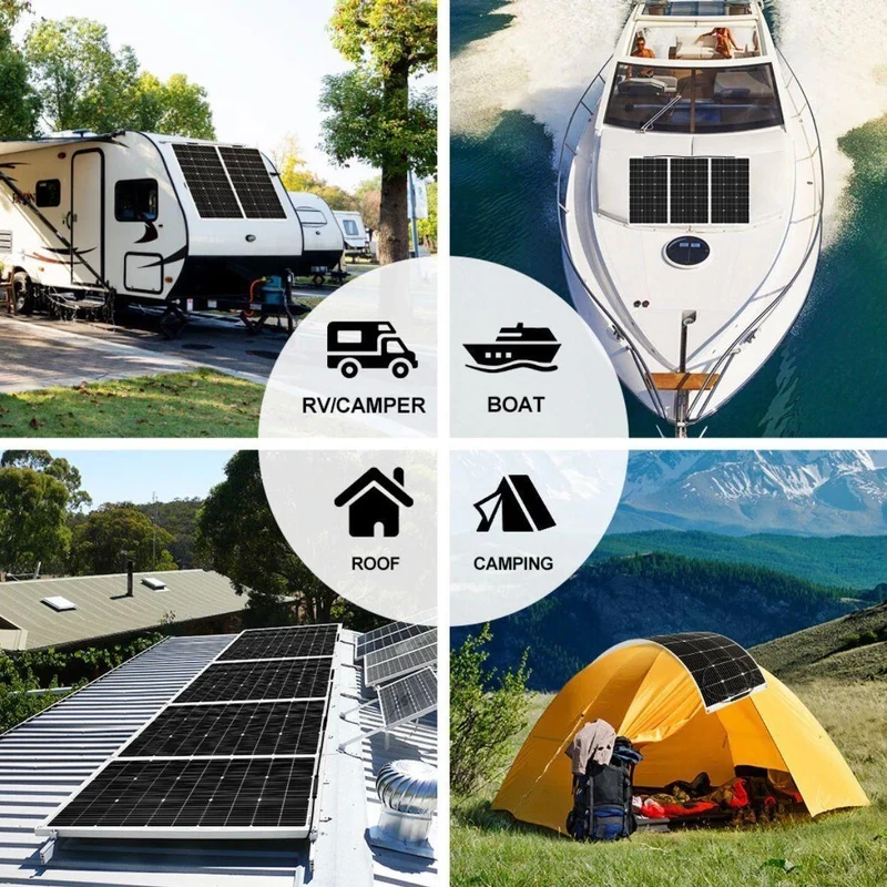4×100W Flexibles Solarpanel Set 400W 12V ultradünn