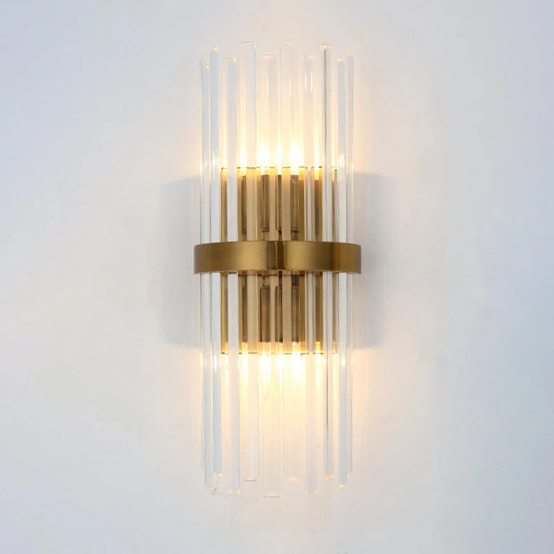 Karnz Kristall-Wandleuchte 2-flammig Säulenform Gold