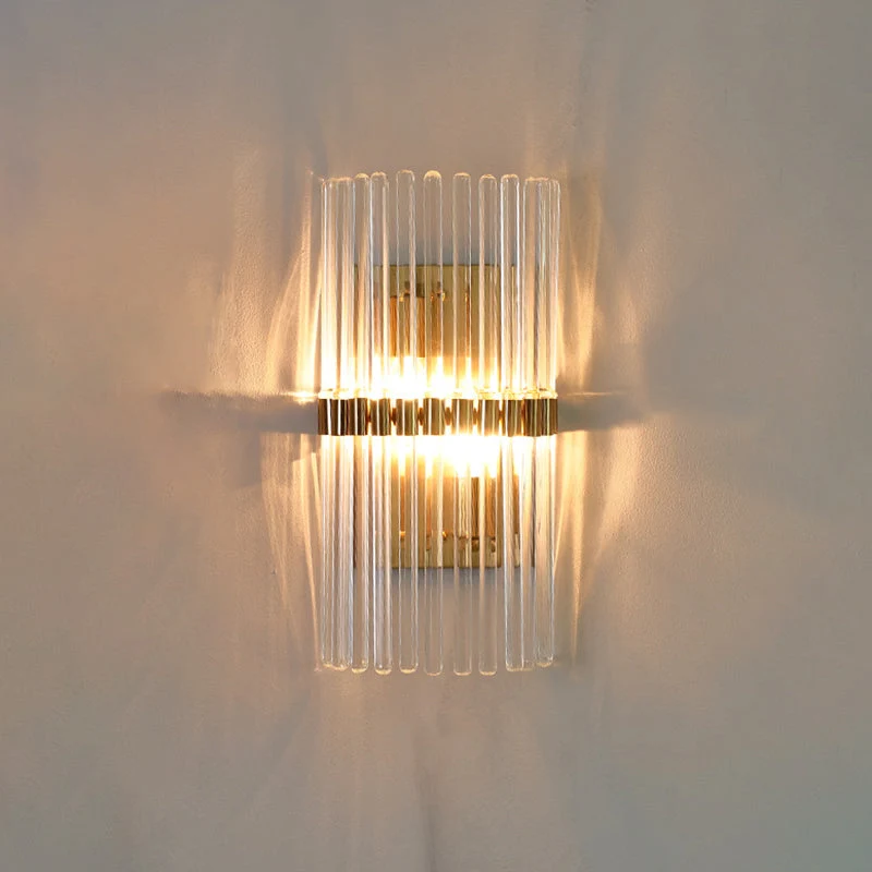 Karnz Kristall-Wandleuchte 2-flammig Säulenform Gold