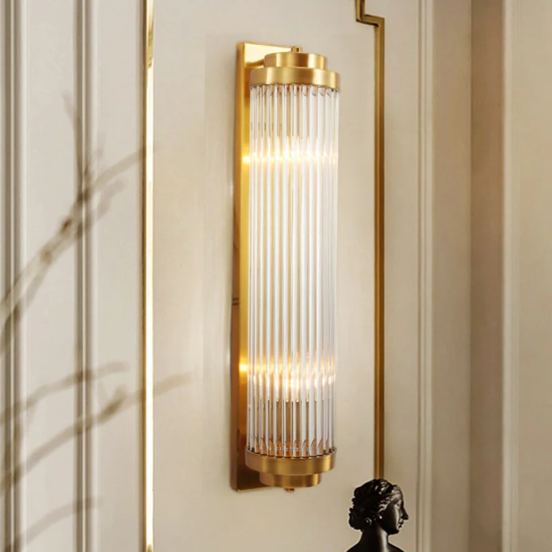 Karnz Kristall-Wandleuchte 2-flammig Säulenform Gold