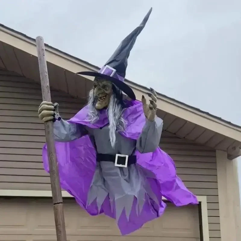 SpookFlight Fliegende Hexe – Bewegliche Halloween-Dekoration mit Licht und Sound