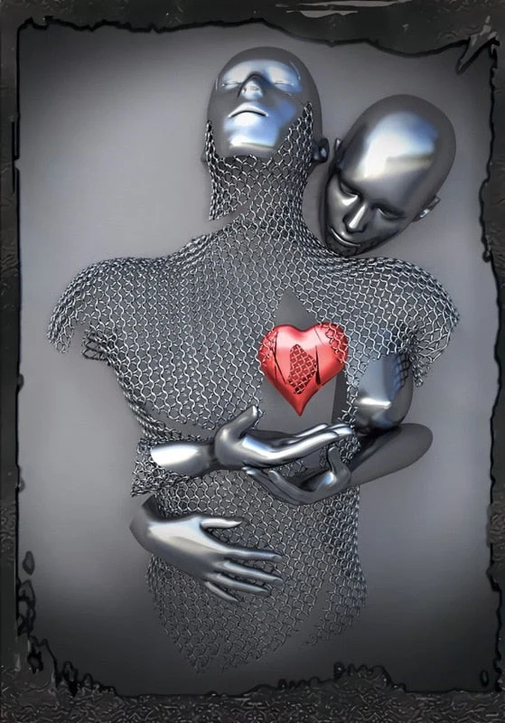 Skanto | Metallfiguren Statuen Abstraktes Leinwandgemälde Paar Wandkunst Liebes-Skulptur Poster Druck Wohnkultur Wohnzimmer Geschenke
