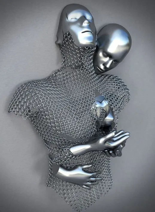 Skanto | Metallfiguren Statuen Abstraktes Leinwandgemälde Paar Wandkunst Liebes-Skulptur Poster Druck Wohnkultur Wohnzimmer Geschenke