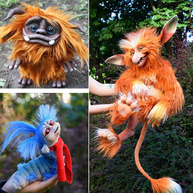 Skanto | Labyrinth Plüschpuppe Irrgarten Wurm Rote Haare Großmaul Monster Tier Plüschtier Süßes Lustiges Geschenk Plüschpuppe Wohnkultur