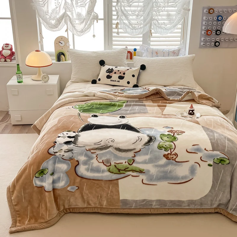 Blumengemusterte Fleece-Wurfdecke Karnz