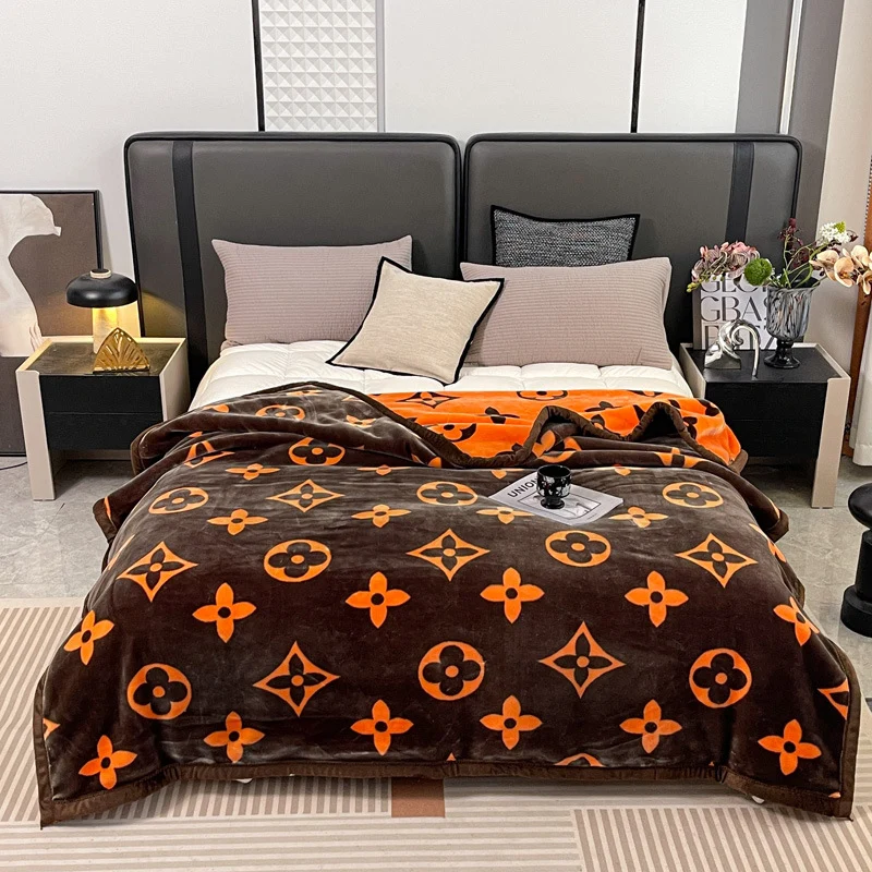 Blumengemusterte Fleece-Wurfdecke Karnz