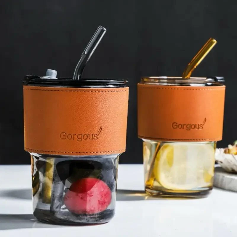 Trinkglas mit Strohhalm & Deckel 400ML Karnz