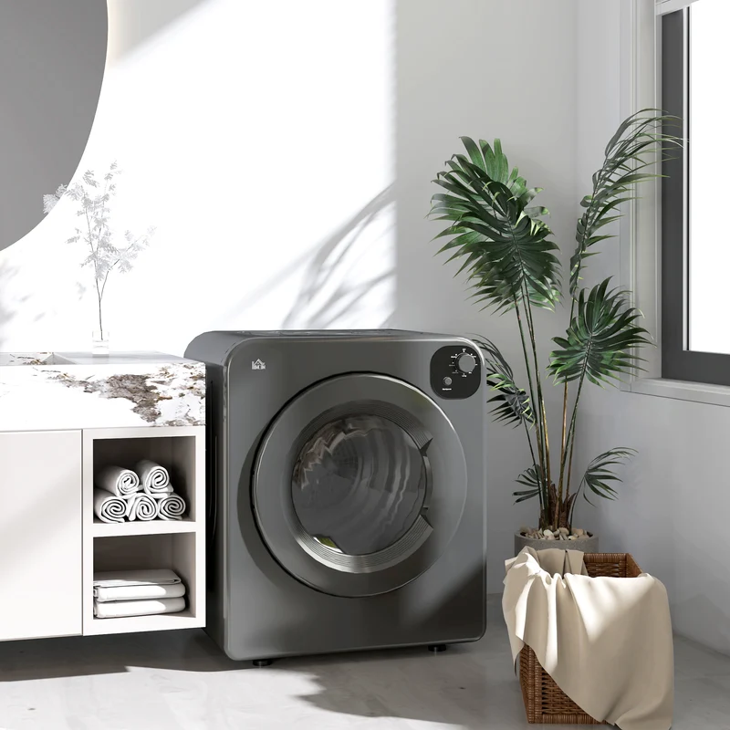 3.22 Cu. Ft. Portable Dryer w/7 Modes & 13.2lbs Capacity, 1300W Electric Tumble Dryer, Grey